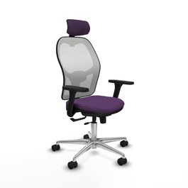 PIQUERAS Y CRESPO Silla de oficina Jorquera con Mecanismo Sincro/Traslack, Morado y Blanco