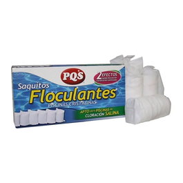 PQS Floculante Clarificante en Cartuchos, Especial para Cloración Salina, Saquitos de 125 g, Estuche de 4 uds - Mejora la Transparencia del Agua