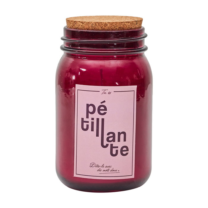 Home Deco Factory Tarro con Vela Perfumada Bougie Magnolia, Jazmín, Almendra en Tarro de Vidrio con Tapa de Corcho Cera Parafina 260g