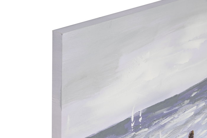 DKD Home Decor Cuadro Lienzo y MDF Azul Blanco Niños Playa 80 x 80 cm (2 Unidades)