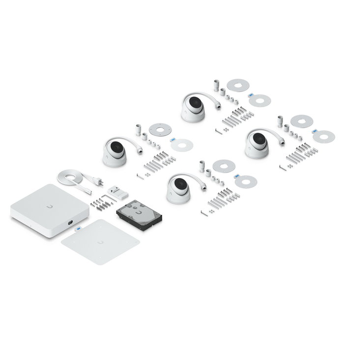 Ubiquiti UNVR-Instant Kit - Sistema de Videovigilancia de 4 Cámaras, 4MP, Tipo Turret, Interior/Exterior IP66, con NVR y HDD 1TB, 6 Puertos PoE