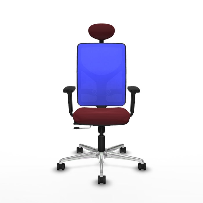 PIQUERAS Y CRESPO Silla de oficina Motilla Sincro/Traslack con cabecero fijo, granate y azul PIQUERAS Y CRESPO Silla de oficina Motilla Sincro/Traslack con cabecero fijo, granate y azul