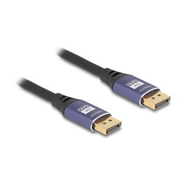 DeLOCK Cable DisplayPort 1.4 8K 60Hz 3m, Macho a Macho, 7680x4320, HDR, 3 Capas de Blindaje, Color Negro y Lila