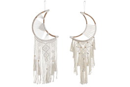 DKD Home Decor Atrapasueños Macramé Algodón y Ratán, Pack de 2 Surtidos