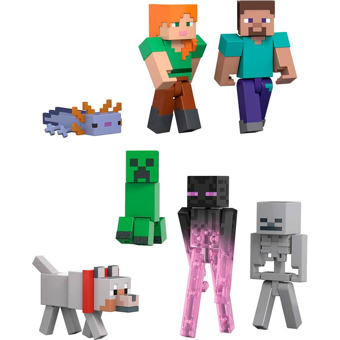 Mattel Pack Construcci3n De Mundos Minecraft Jfg66 7 Figuras 8,25 Cm Codigo Digital