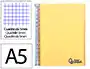 Liderpapel Cuaderno espiral A5 micro wonder tapa plástico 120h 90gr cuadro 5mm 5 bandas 6 taladros color amarillo