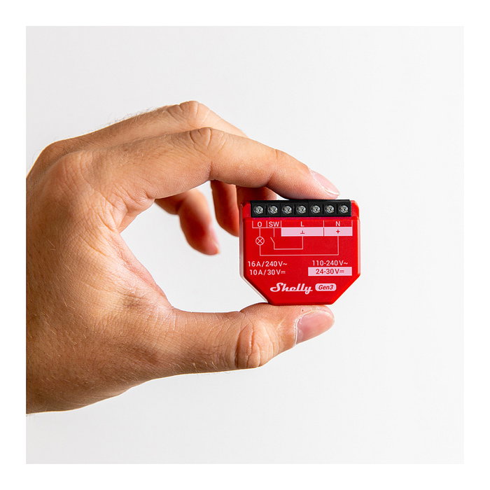Shelly 1PM Gen3 Relé Inteligente WiFi Bluetooth 16A 240V, Interruptor Inalámbrico para Pared, 110-240V, 2.4 GHz, Montaje Interior/Exterior