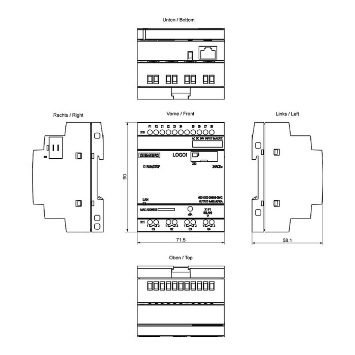 Siemens LOGO! 24 RCEo 6ED1052-2HB08-0BA2 Logo 8.4 Módulo de control SPS 24 V/DC