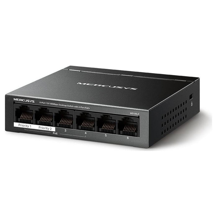 Mercusys MS106LP Switch de 6 puertos 10/100 Mbps con 4 puertos PoE+