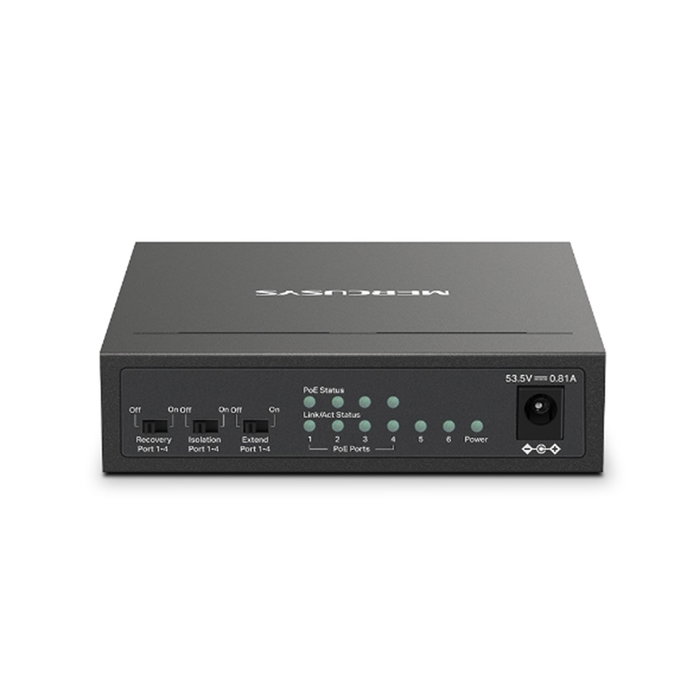 Mercusys MS106LP Switch de Escritorio 6 Puertos 10/100 Mbps con 4 Puertos PoE+ Mercusys MS106LP Switch de Escritorio 6 Puertos 10/100 Mbps con 4 Puertos PoE+