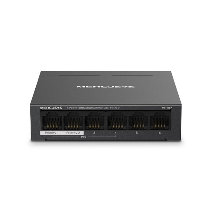 Mercusys MS106LP Switch de Escritorio 6 Puertos 10/100 Mbps con 4 Puertos PoE+ Mercusys MS106LP Switch de Escritorio 6 Puertos 10/100 Mbps con 4 Puertos PoE+