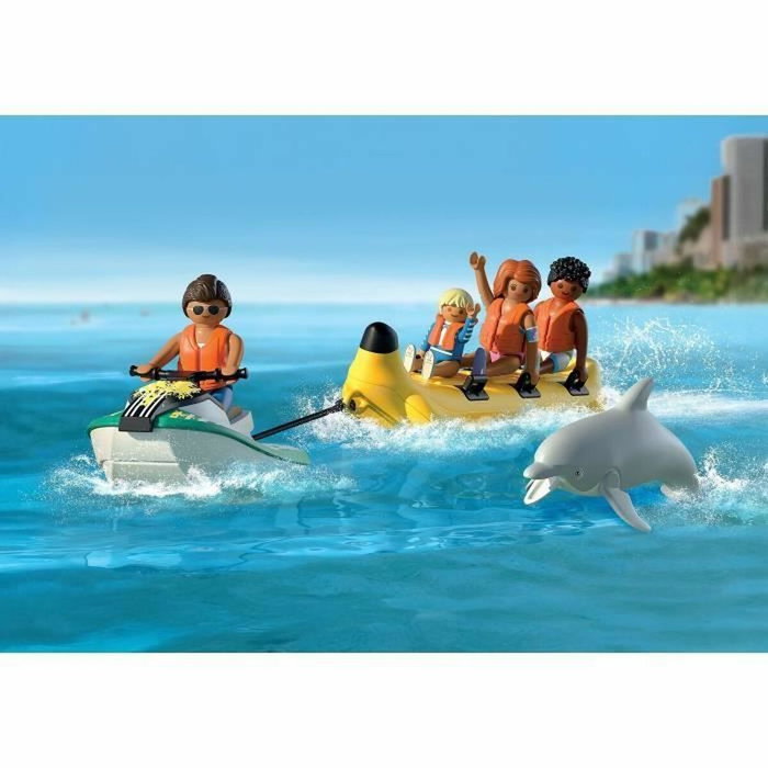 PLAYMOBIL Paseo en bote banana 71905 con moto acuática y 4 figuras PLAYMOBIL Paseo en bote banana 71905 con moto acuática y 4 figuras