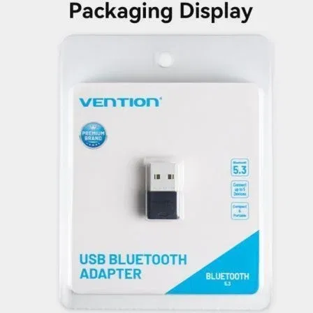 Vention Adaptador USB Bluetooth 5.3 NAHB0, Conectividad Inalámbrica de 20m y Audio de Alta Resolucion, Negro