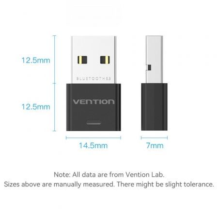 Vention Adaptador USB Bluetooth 5.3 NAHB0, Conectividad Inalámbrica de 20m y Audio de Alta Resolucion, Negro
