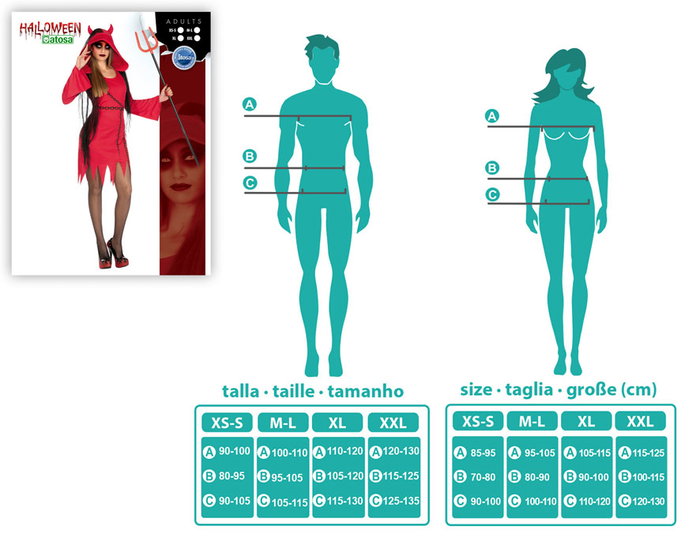 Demonia Disfraz de Halloween para Mujer Adulto, Rojo, Talla XS-S
