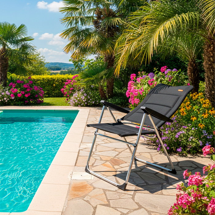 Aktive Silla plegable de jardín acolchado Deluxe respaldo alto multiposición