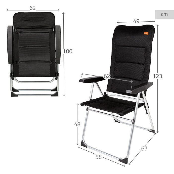 Aktive Silla plegable de jardín acolchado Deluxe respaldo alto multiposición