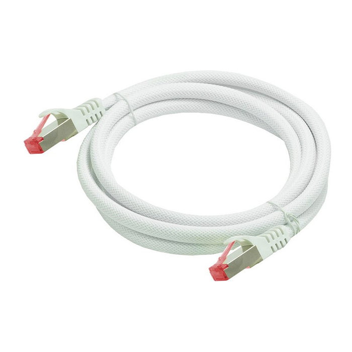 PYTHON Series Cable de parcheo Cat.6 con trenzado de nailon, 7,5 m, Blanco PYTHON Series Cable de parcheo Cat.6 con trenzado de nailon, 7,5 m, Blanco