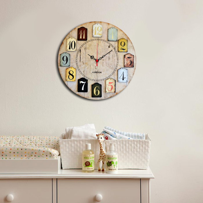 Wallity Ms-44 Reloj Decorativo MDF 40 cm Diámetro 5 mm Grosor para Hogar Salón Dormitorio Oficina