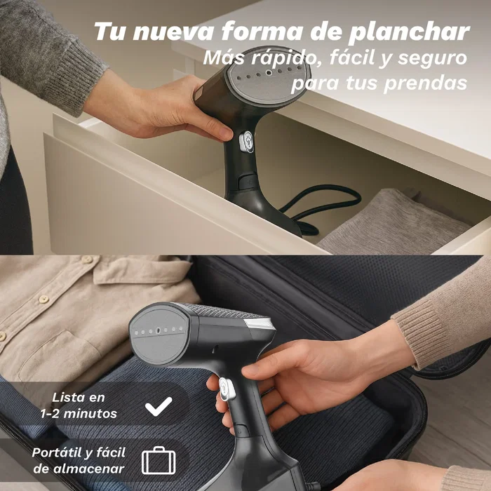 Grunkel PV-1600GSO Plancha Vertical de Vapor 1600W, Depósito 310ml, Vaporizador Manual para Prendas, Vapor Continuo 22g/min, Negro