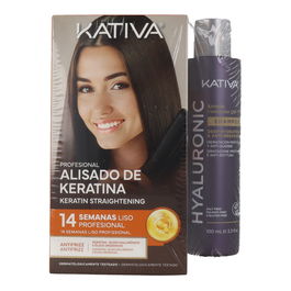 Kativa Alisado Brasileño Keratina Kit (50 ml + 150 ml + 30 ml + Champú) para Cabello Liso y Brillante