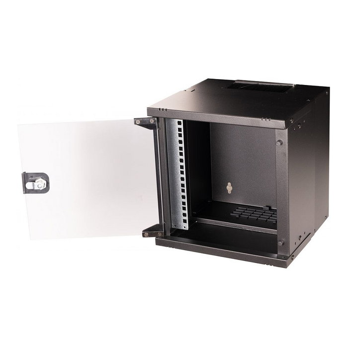 EQUIP EWM-06-3030-B Bastidor de Pared 6U, 10" (300x300mm), Puerta Frontal de Cristal, Negro, Acero