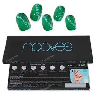 Nooves Láminas de Uñas de Gel Jade Glass Premium Glam #Cat Eye Verde