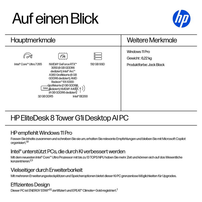 HP EliteDesk 8 Tower G1i CU7 con 32GB RAM y 512GB SSD
