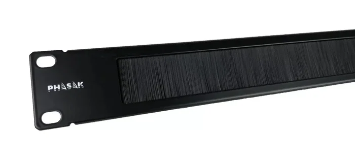 Phasak PA 1901 Panel Frontal Guiacables con Cepillo para Rack 19 Pulgadas 1U, Color Negro - Accesorio de Bastidor para Organización de Cables en Red y Servidores