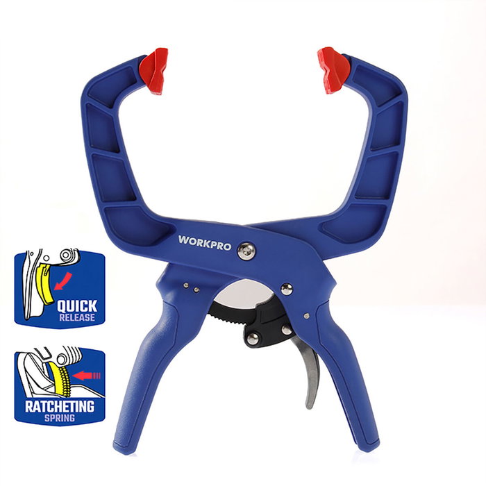 Workpro Pinza de resorte con carraca 50 mm Azul