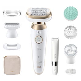 Braun 9-481 Silk-épil Flex 9 SkinSpa Epilador 3D SensoSmart, Cabezal Bikini 0.5 mm, Apto para Mojado/Seco, Recargable, Oro/Blanco