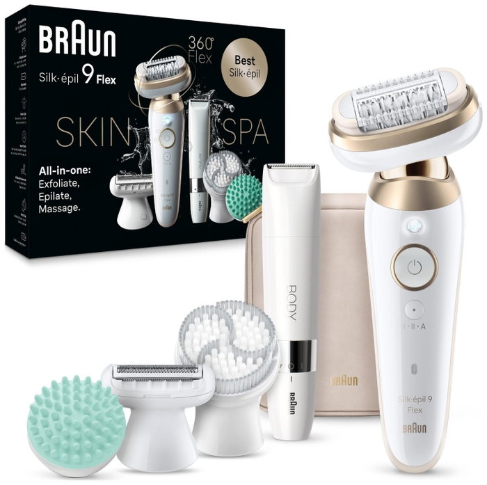 Braun Silk-epil 9 Flex 9-481 Epiladora 3D SensoSmart Oro/Blanco con Cabezal Bikini