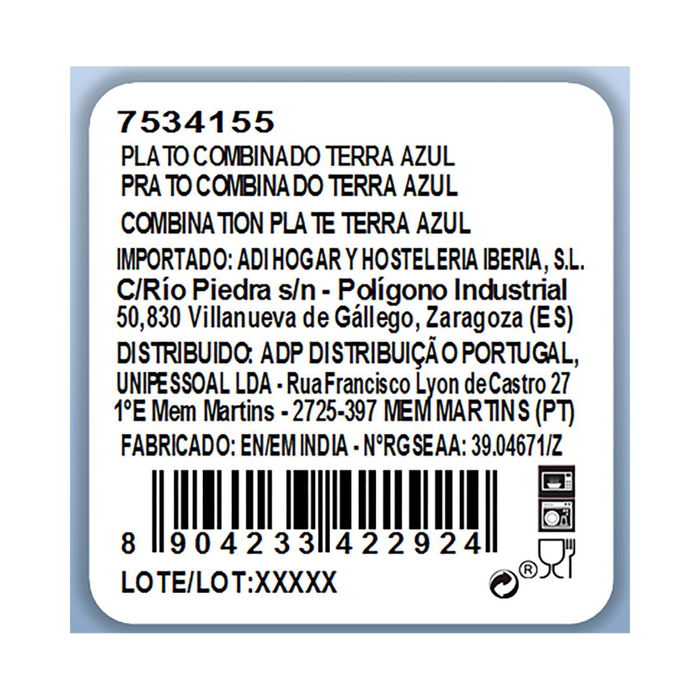 Plato Combinado Porcelana Terra Ariane 30x27 cm