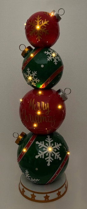 DKD Home Decor Figura LED de Resina con Bolas Rojo y Verde