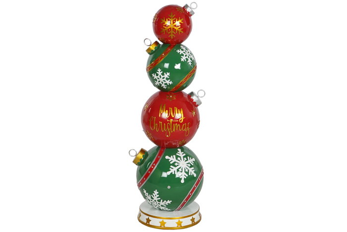 DKD Home Decor Figura LED de Resina con Bolas Rojo y Verde