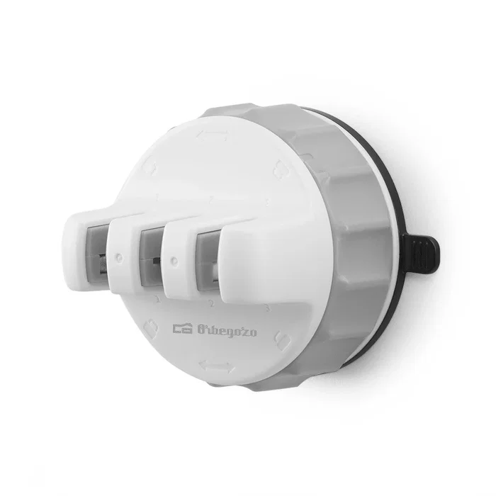 Orbegozo CU 2500 Afilador de Cuchillos de 3 Etapas con Discos de Diamante, Carburo y Cerámica, Base con Ventosa, Color Blanco