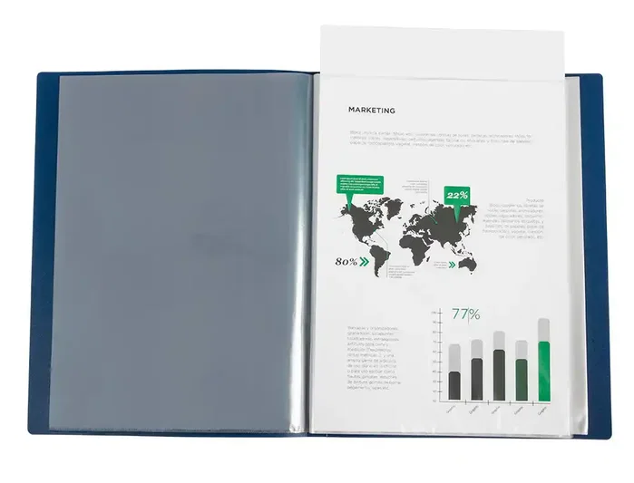 Liderpapel Carpeta con fundas fijas azul translúcido DIN A4