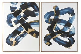 DKD Home Decor Cuadro Abstracto Blanco Azul 120 x 90 cm (2 Unidades)