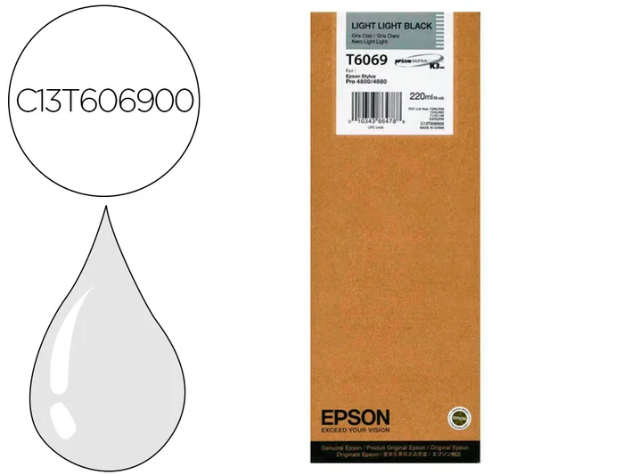 Epson Cartucho de Tinta Negro Claro T606900 de 220 ml para Stylus Pro 4800/4880