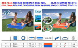 Piscina Cuadrada Baby Naranja 85x15 cm