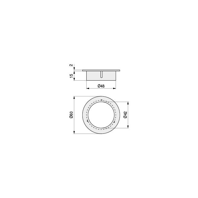 Herrajes Alk Aro Pasacable Sin Tapa D48-60 Plástico Gris - Para Emburtir y Como Respirador en Camas Nido