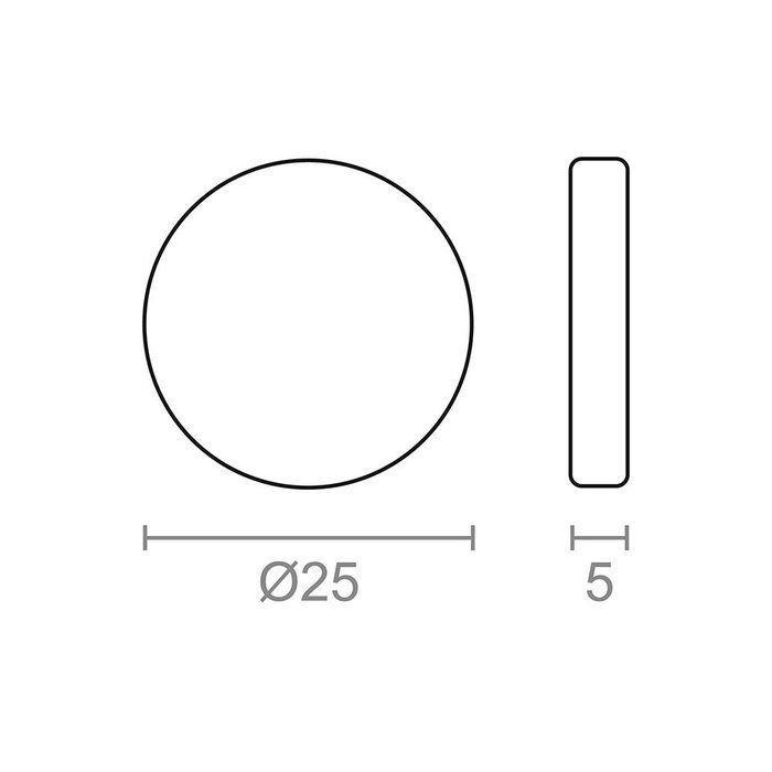 Micel Imán Neodimio Disco IM28, Magnetización Axial, Ø25 x 5 mm, Gauss 2.2, Carga Máx. 8.50 kg, Acabado Níquel