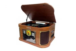 Sunstech PXRC52CD Tocadiscos de Madera con Bluetooth, CD, Cassette y Radio