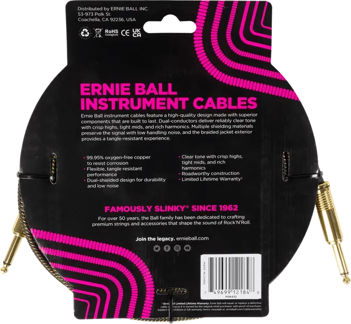 Ernieball Cable Instrumento Trenzado Jack-Jack Pay Dirt 5,5 M Ernieball Cable Instrumento Trenzado Jack-Jack Pay Dirt 5,5 M