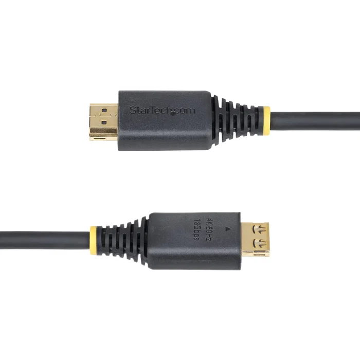 StarTech.com HDMI2-CABLE-GRIP-8F - Cable HDMI 2.0 de Alta Velocidad para 4K UHD 60Hz, 18Gbps, 2.4m, Conectores Chapados en Oro con Sujeción, Negro, Ethernet ARC HDCP 2.2 HDR10