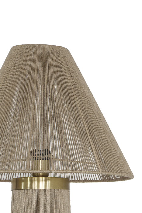 DKD Home Decor Lámpara Pie India lamps 2c25 Urban Ratan Marron Oro 40x40x157 cm