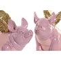 DKD Home Decor Figura de Cerdo de Resina Rosa Surtido de 2 Unidades