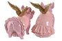 DKD Home Decor Figura de Cerdo de Resina Rosa Surtido de 2 Unidades