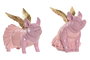 DKD Home Decor Figura de Cerdo de Resina Rosa Surtido de 2 Unidades