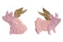 DKD Home Decor Figura de Cerdo de Resina Rosa Surtido de 2 Unidades